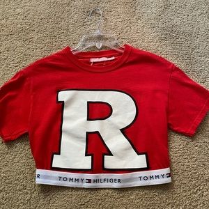 rutgers crop top custom made tommy hilfiger shirt